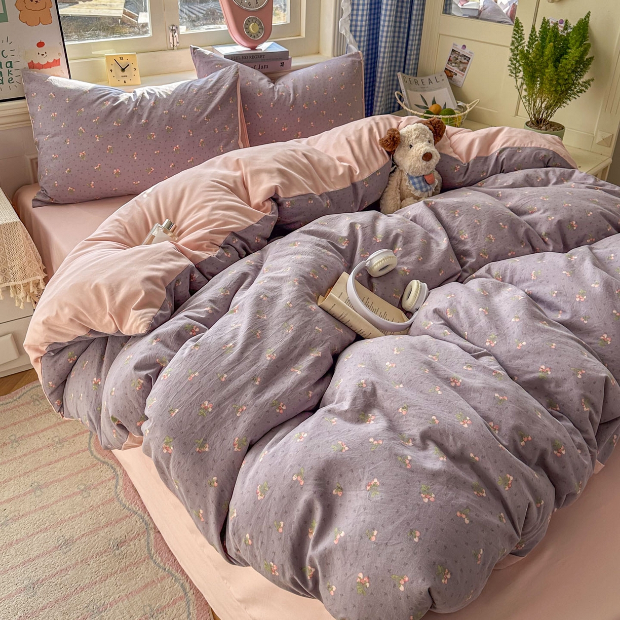 91家纺网 家纺一手货源 找家纺 暖伊家居 2026新款澳洲原单仿棉布袋四件套 野卉春