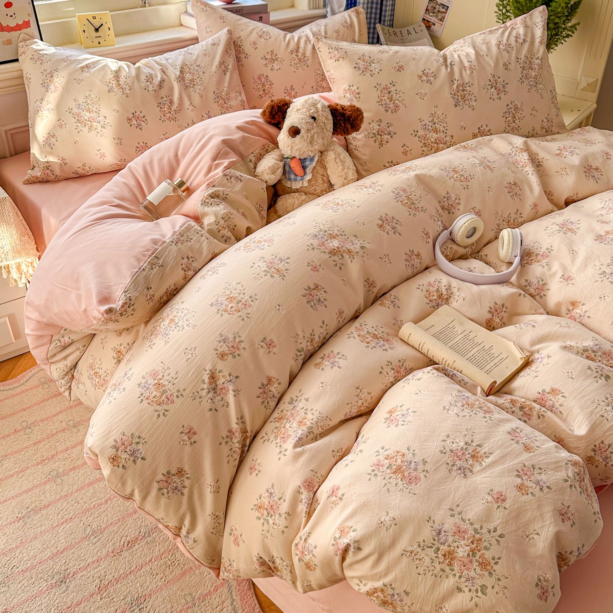 91家纺网 家纺一手货源 找家纺 暖伊家居 2026新款澳洲原单仿棉布袋四件套 繁花