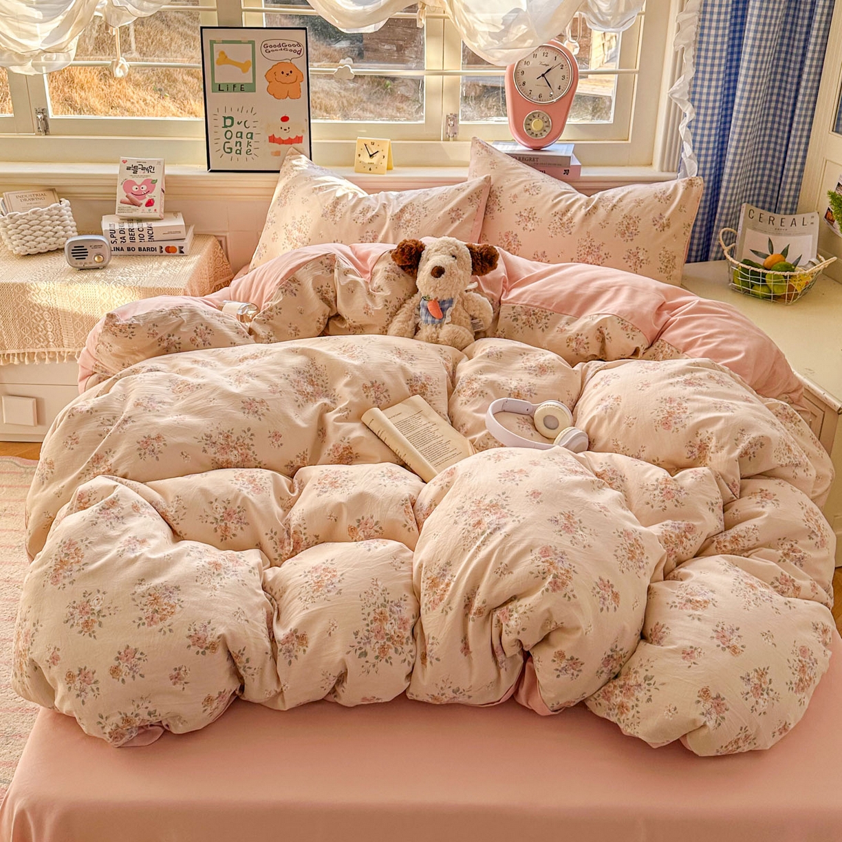 91家纺网 家纺一手货源 找家纺 暖伊家居 2026新款澳洲原单仿棉布袋四件套 繁花