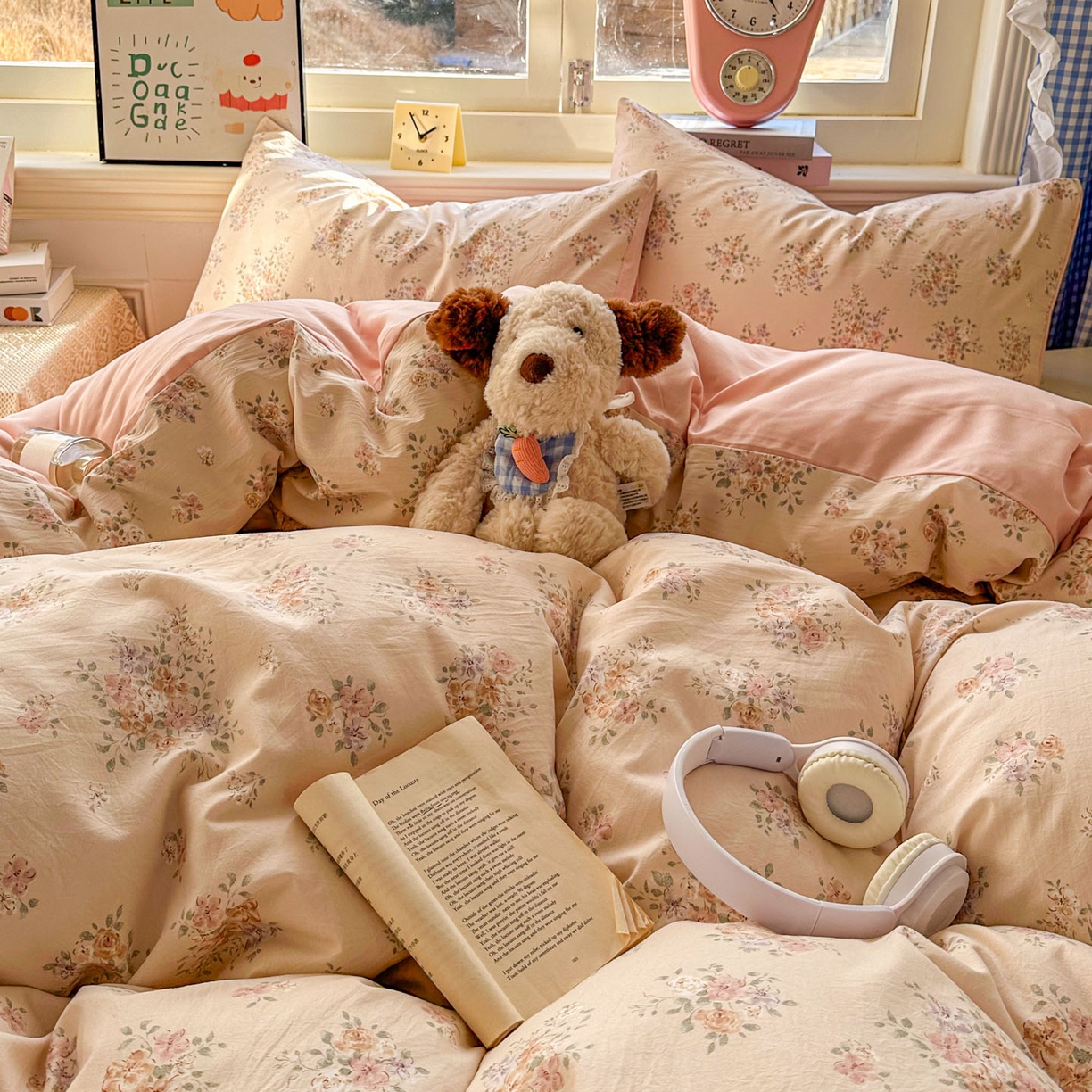 91家纺网 家纺一手货源 找家纺 暖伊家居 2026新款澳洲原单仿棉布袋四件套 繁花