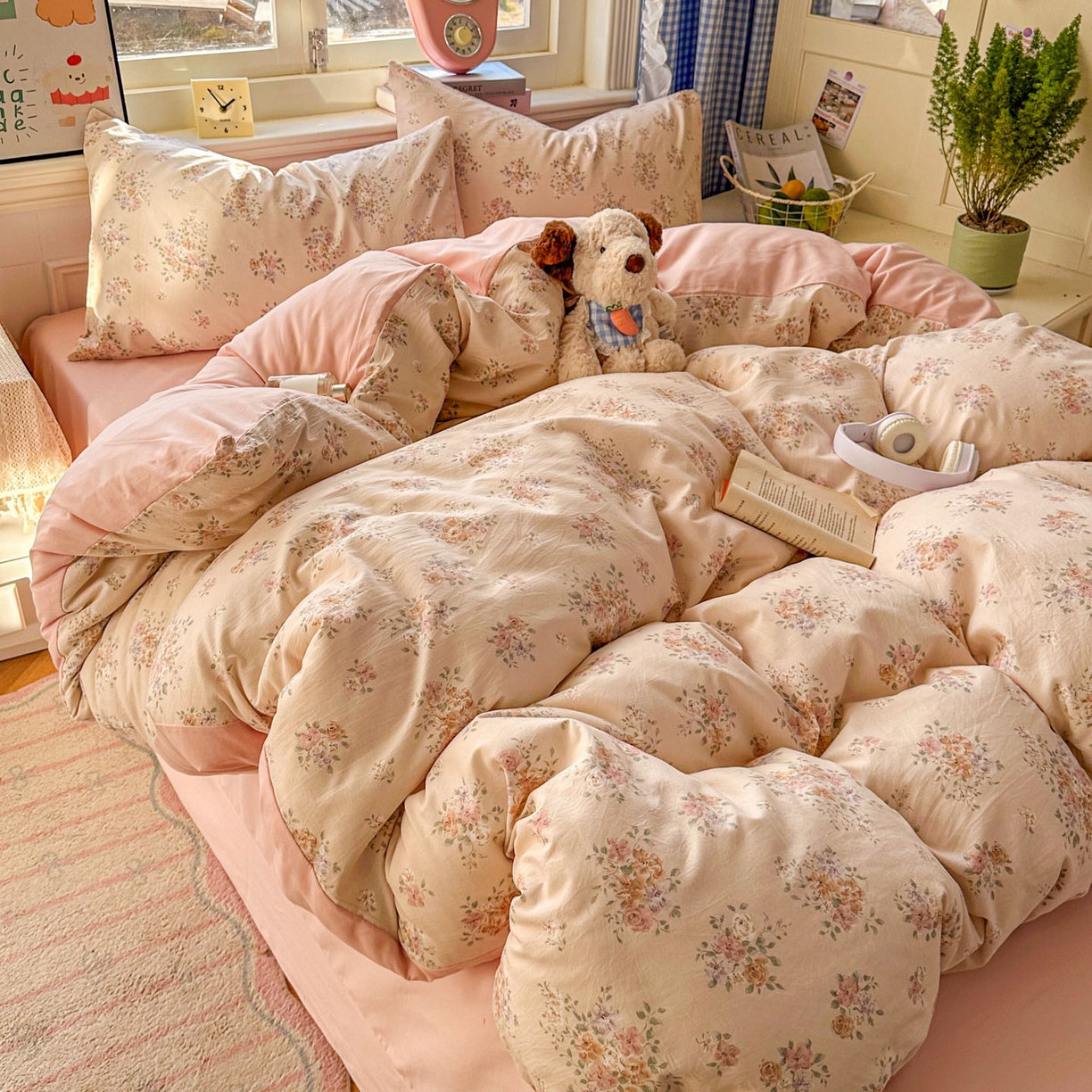 91家纺网 家纺一手货源 找家纺 暖伊家居 2026新款澳洲原单仿棉布袋四件套 繁花