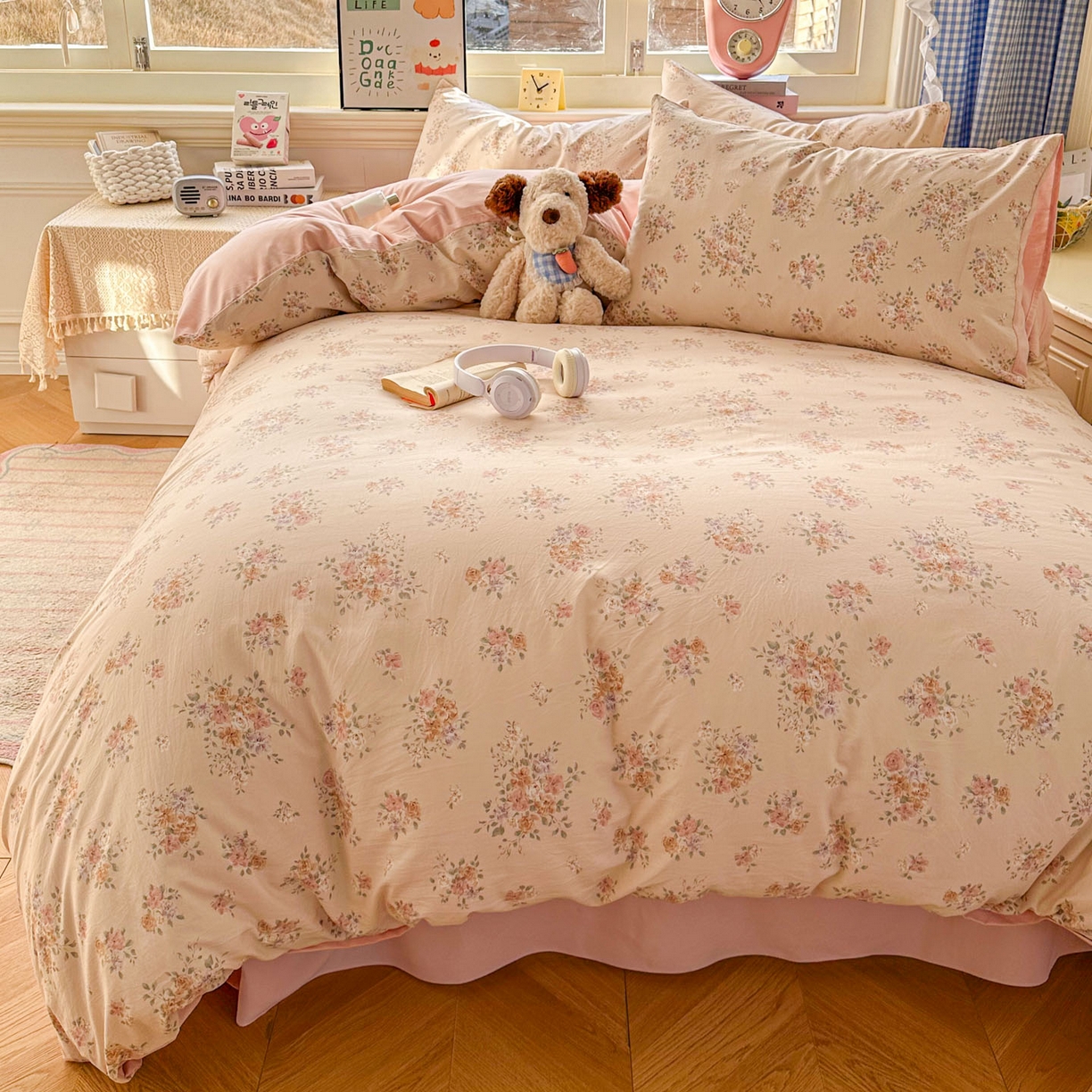 91家纺网 家纺一手货源 找家纺 暖伊家居 2026新款澳洲原单仿棉布袋四件套 繁花