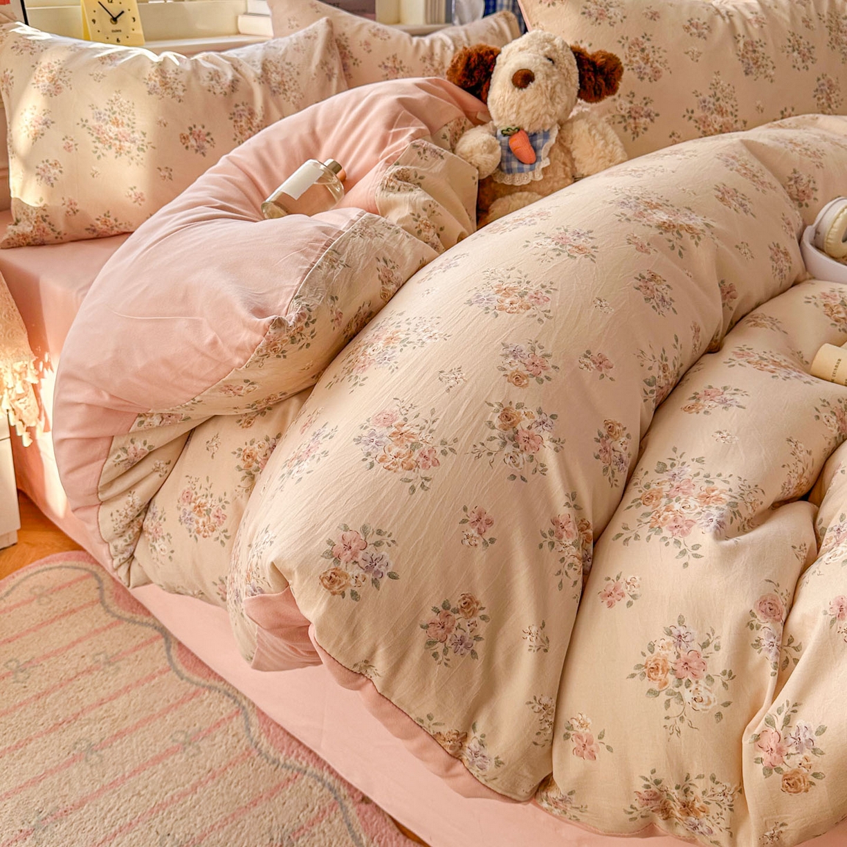 91家纺网 家纺一手货源 找家纺 暖伊家居 2026新款澳洲原单仿棉布袋四件套 繁花