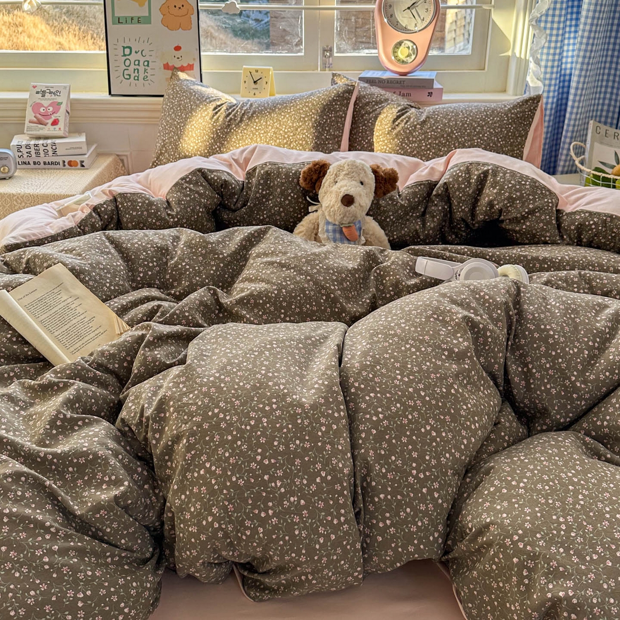 91家纺网 家纺一手货源 找家纺 暖伊家居 2026新款澳洲原单仿棉布袋四件套 樱花可可