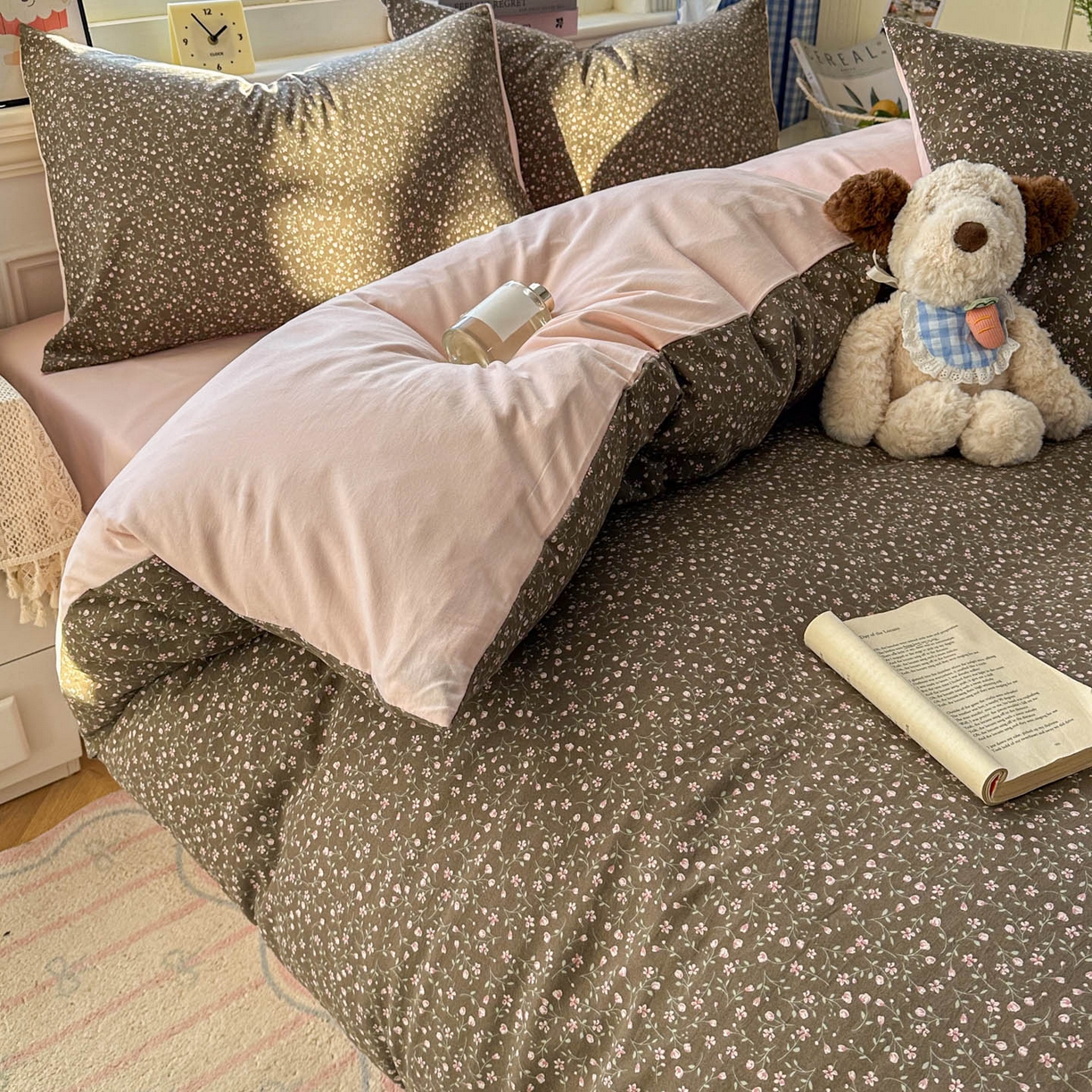 91家纺网 家纺一手货源 找家纺 暖伊家居 2026新款澳洲原单仿棉布袋四件套 樱花可可