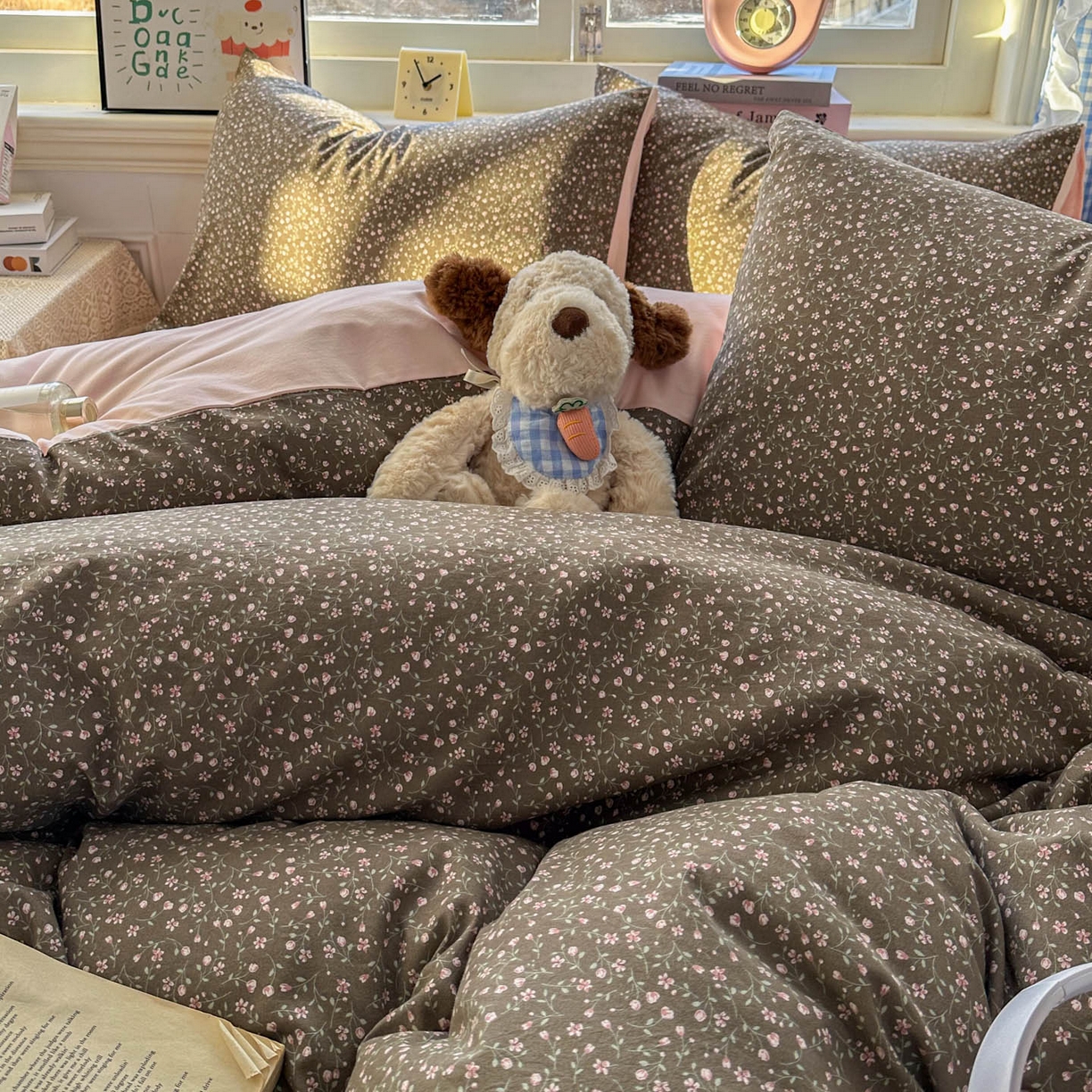 91家纺网 家纺一手货源 找家纺 暖伊家居 2026新款澳洲原单仿棉布袋四件套 樱花可可