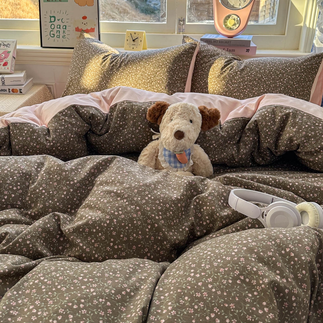 91家纺网 家纺一手货源 找家纺 暖伊家居 2026新款澳洲原单仿棉布袋四件套 樱花可可