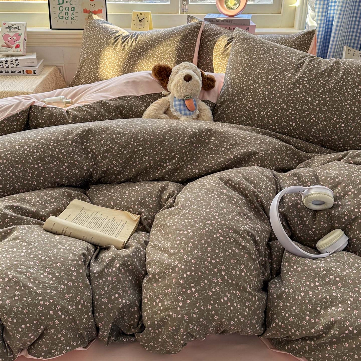 91家纺网 家纺一手货源 找家纺 暖伊家居 2026新款澳洲原单仿棉布袋四件套 樱花可可