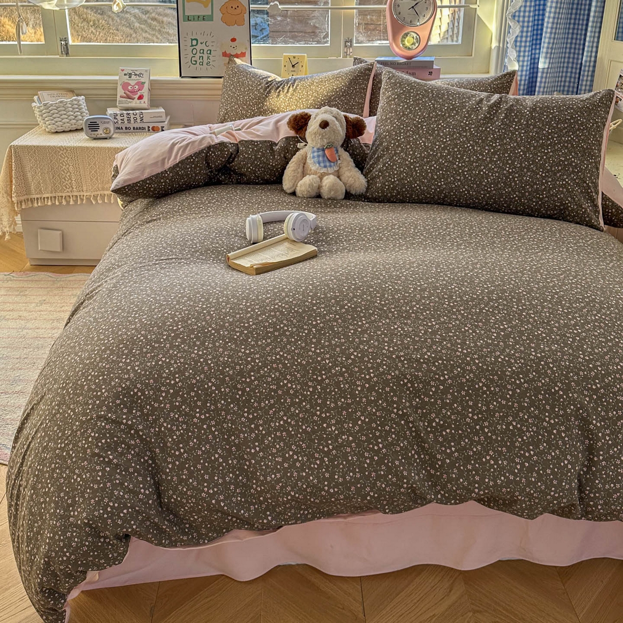 91家纺网 家纺一手货源 找家纺 暖伊家居 2026新款澳洲原单仿棉布袋四件套 樱花可可