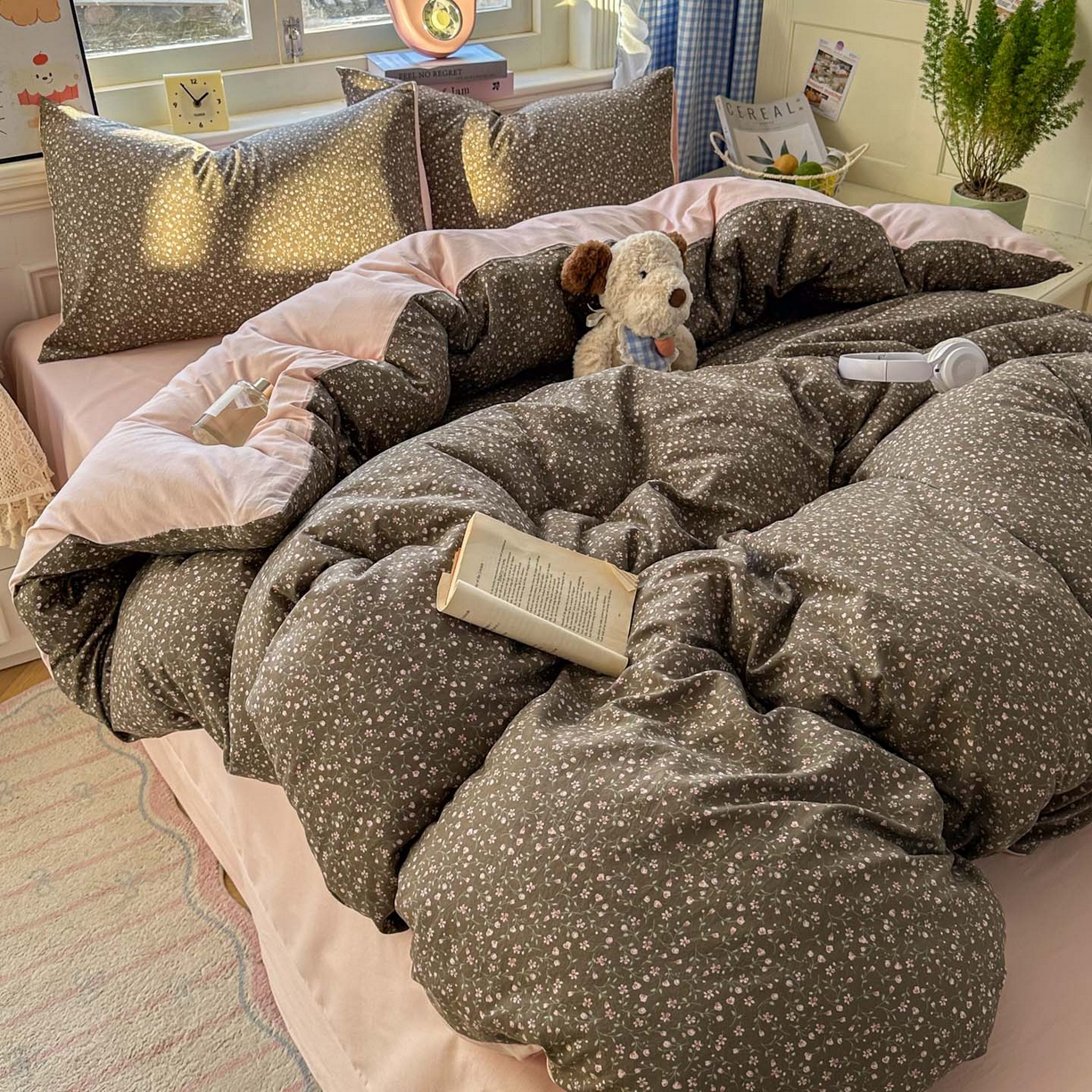 91家纺网 家纺一手货源 找家纺 暖伊家居 2026新款澳洲原单仿棉布袋四件套 樱花可可