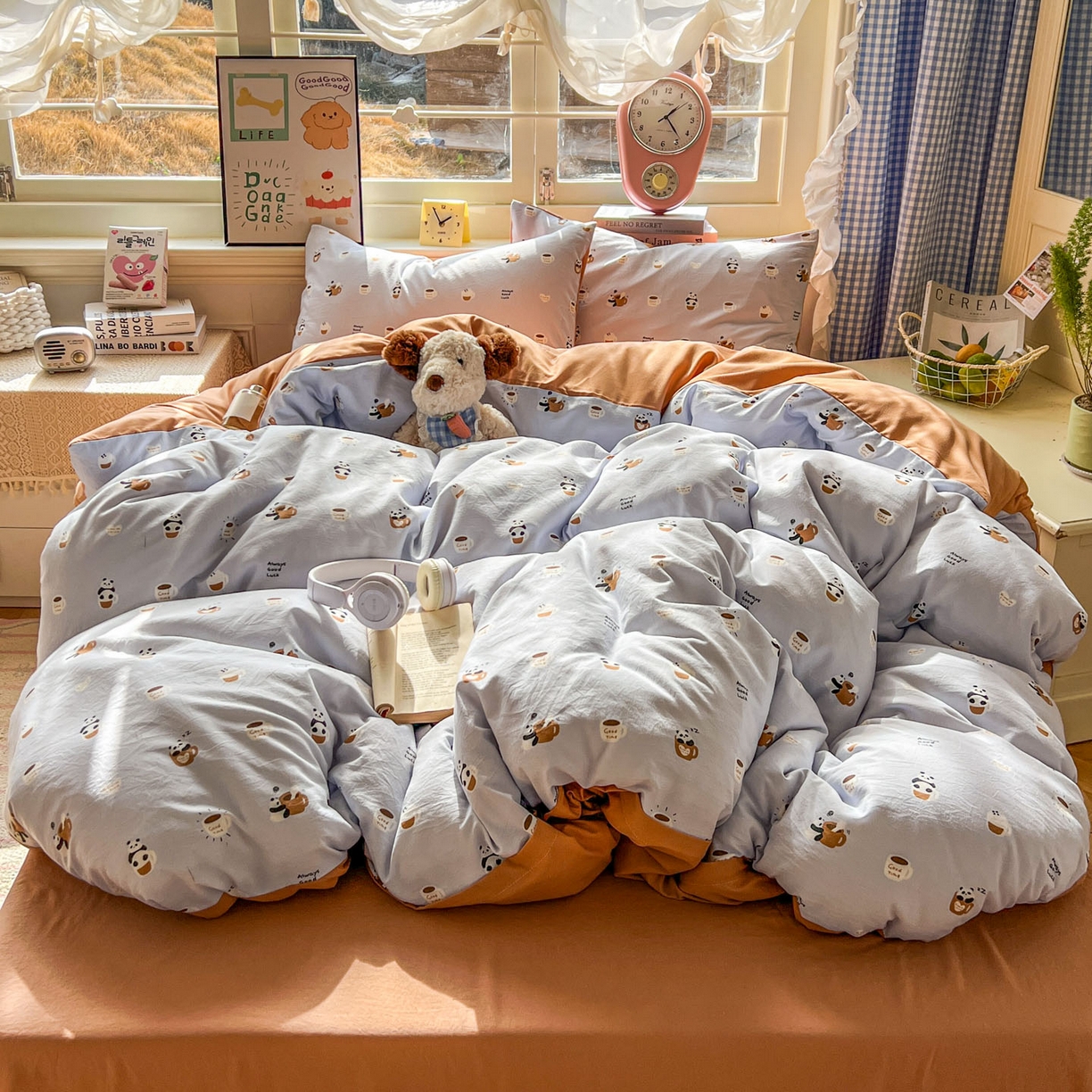 91家纺网 家纺一手货源 找家纺 暖伊家居 2026新款澳洲原单仿棉布袋四件套 咖啡熊