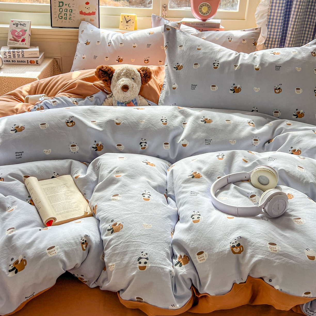 91家纺网 家纺一手货源 找家纺 暖伊家居 2026新款澳洲原单仿棉布袋四件套 咖啡熊