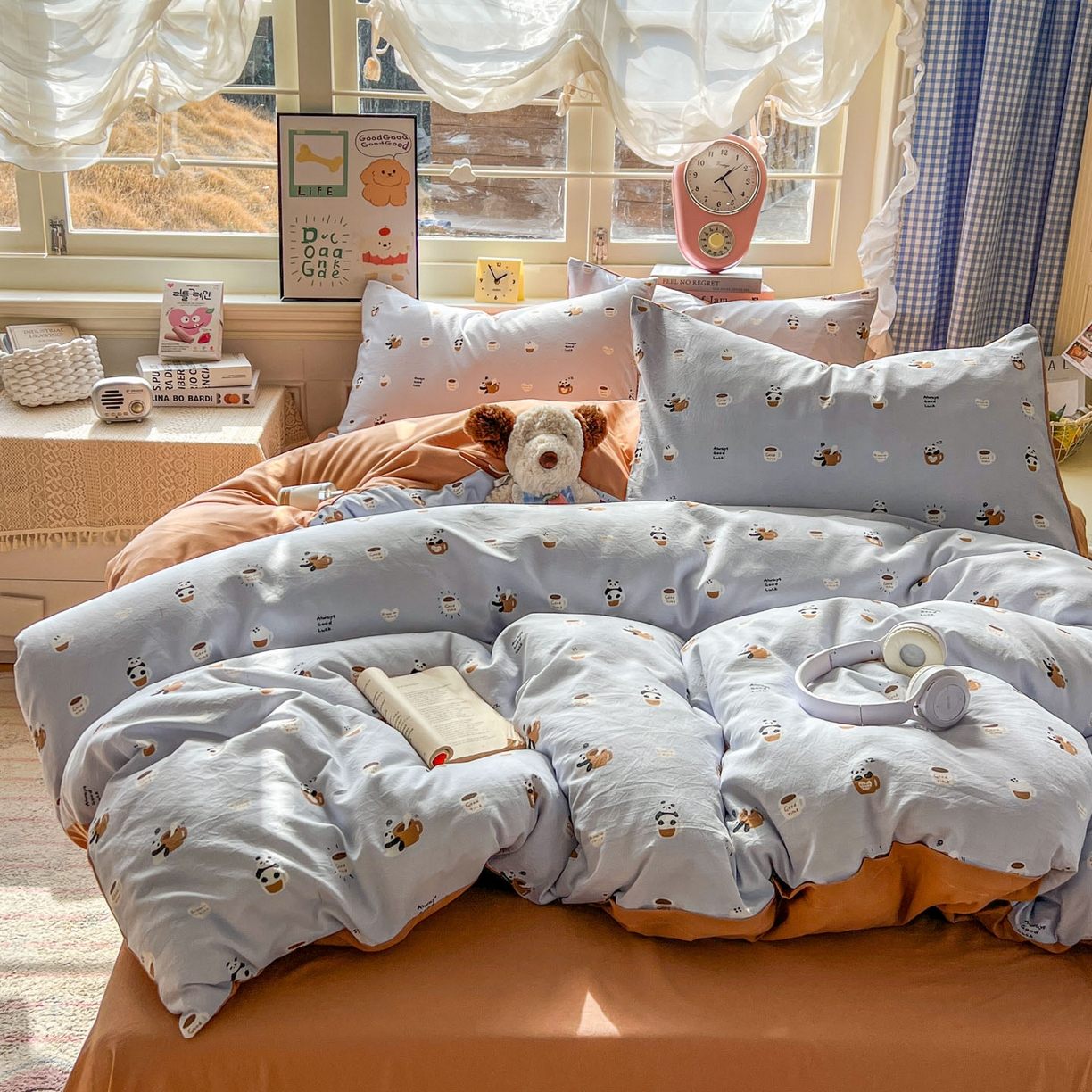 91家纺网 家纺一手货源 找家纺 暖伊家居 2026新款澳洲原单仿棉布袋四件套 咖啡熊