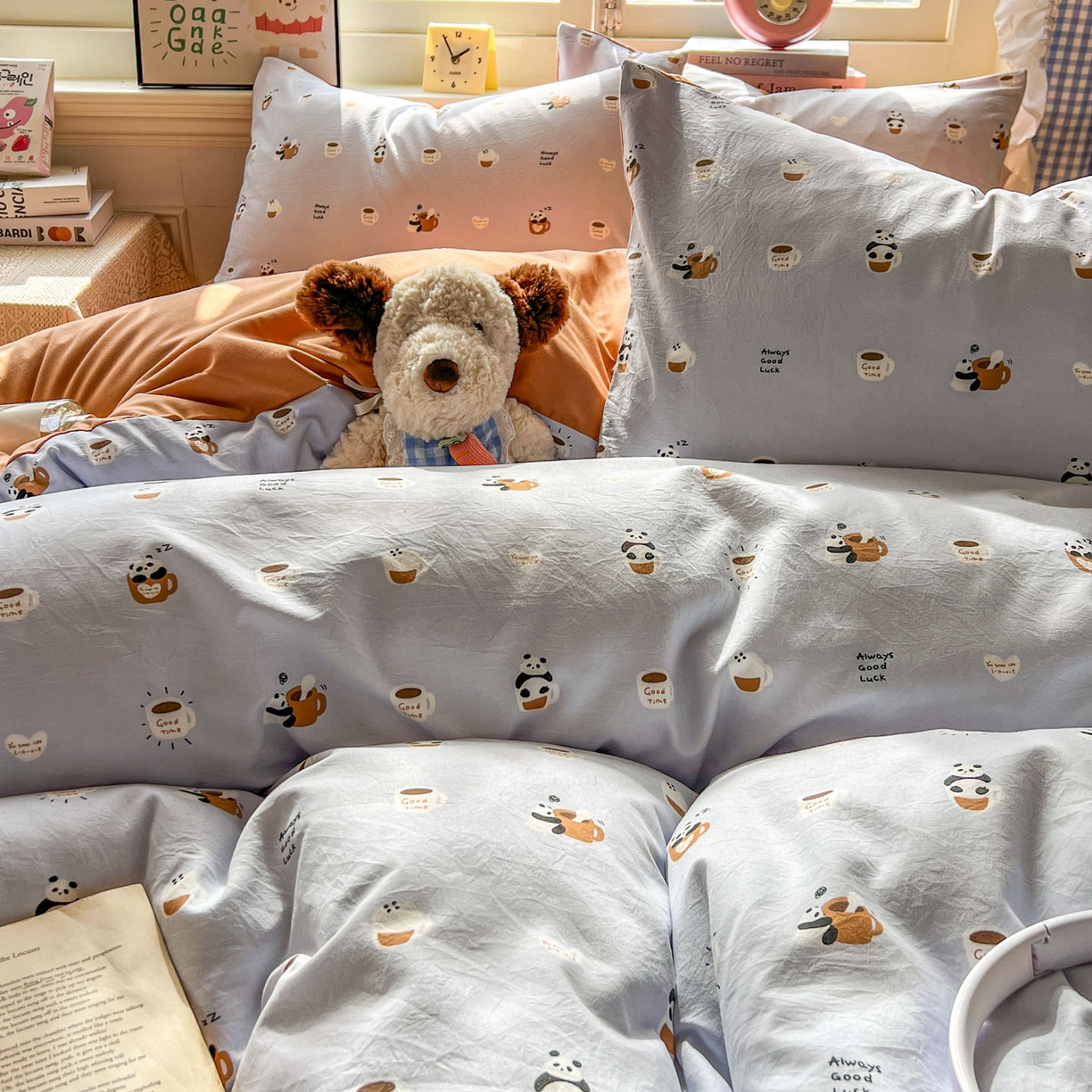 91家纺网 家纺一手货源 找家纺 暖伊家居 2026新款澳洲原单仿棉布袋四件套 咖啡熊