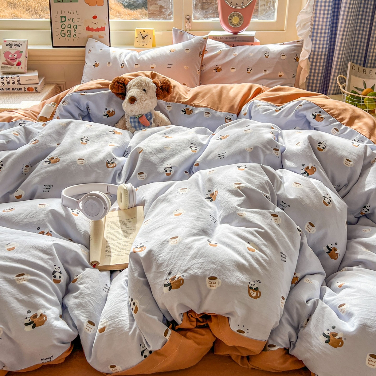 91家纺网 家纺一手货源 找家纺 暖伊家居 2026新款澳洲原单仿棉布袋四件套 咖啡熊