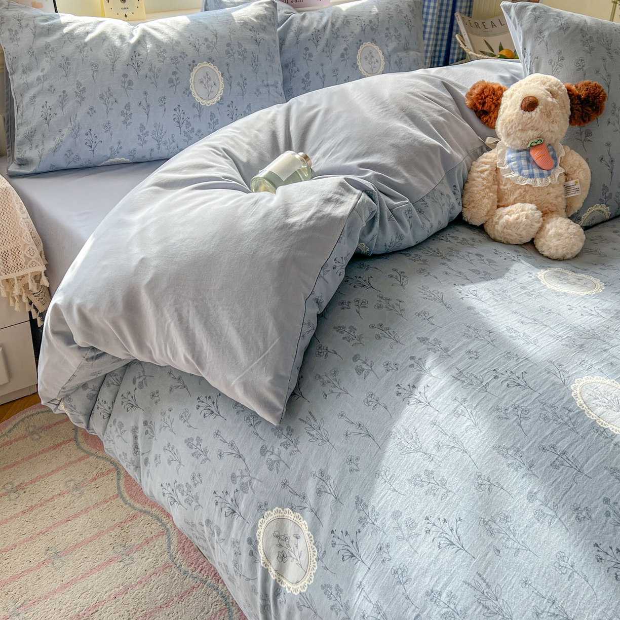 91家纺网 家纺一手货源 找家纺 暖伊家居 2026新款澳洲原单仿棉布袋四件套 芊朵