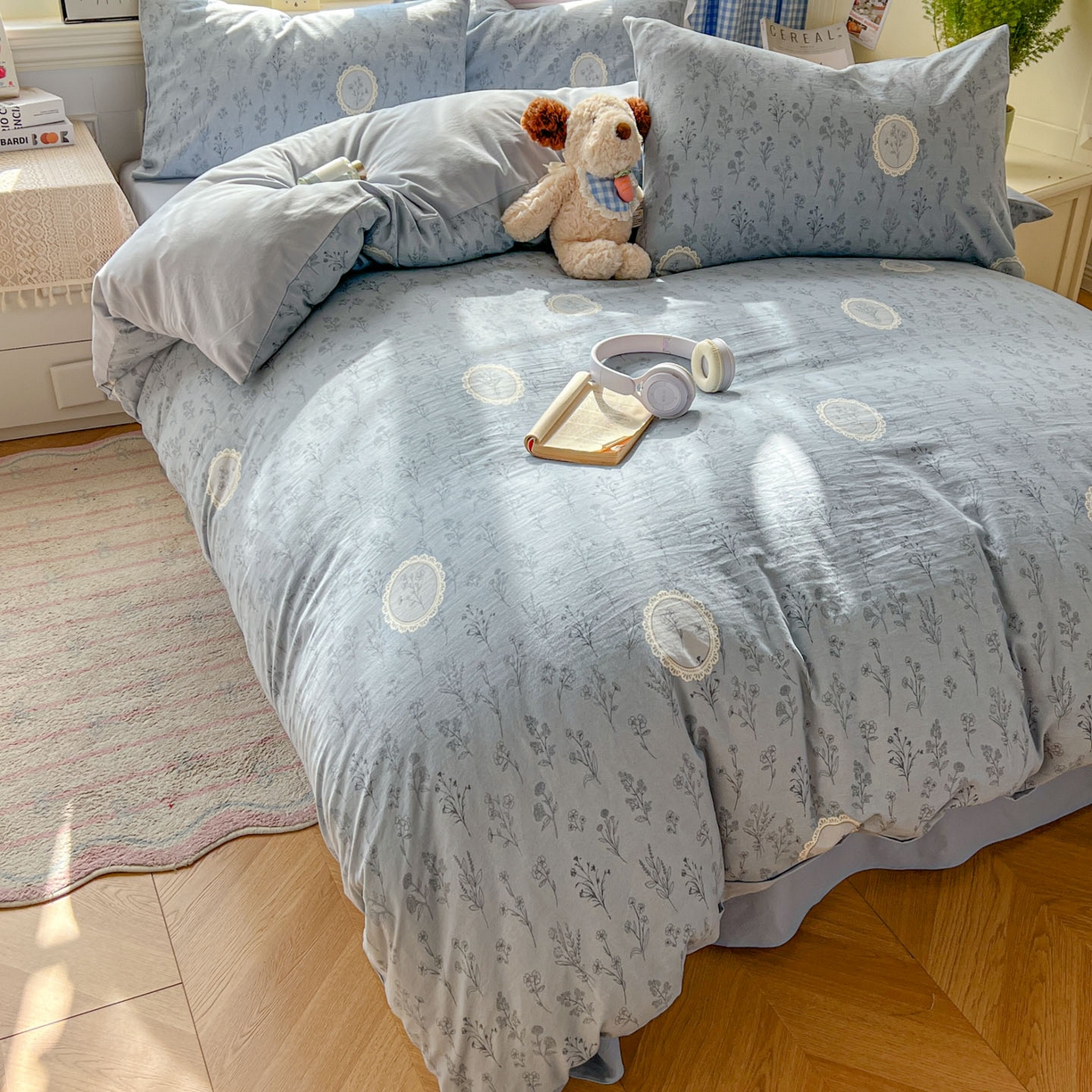 91家纺网 家纺一手货源 找家纺 暖伊家居 2026新款澳洲原单仿棉布袋四件套 芊朵