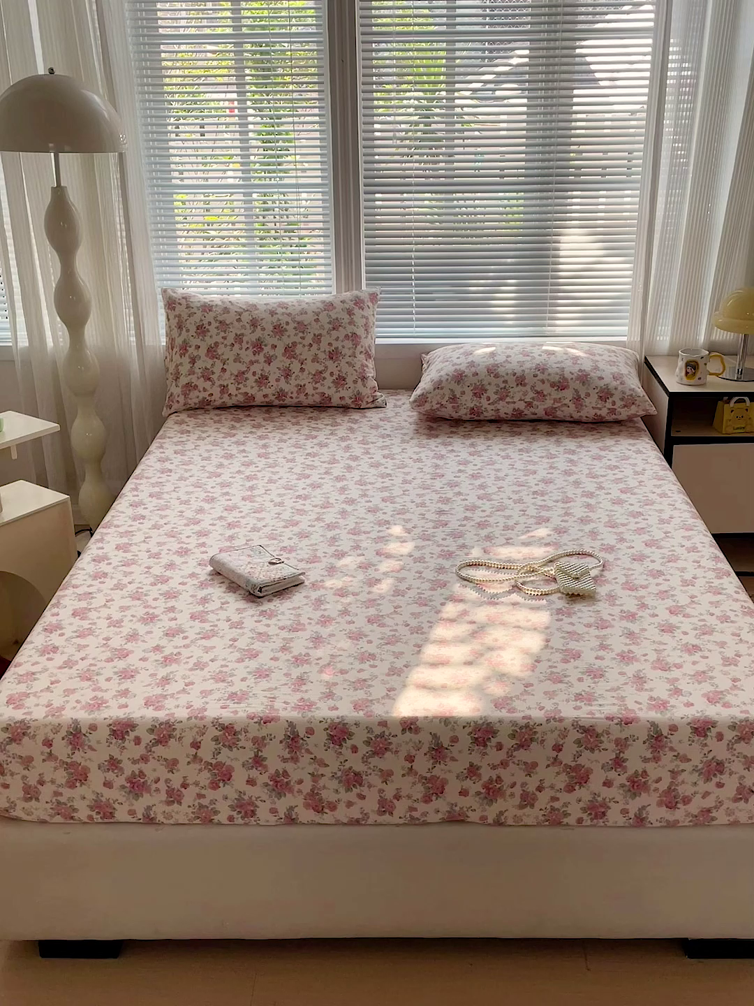 91家纺网 家纺一手货源 找家纺 优选良品 2025新款ins小清新木棉双层纱印花床笠床垫保护罩枕套三件套 恋曲