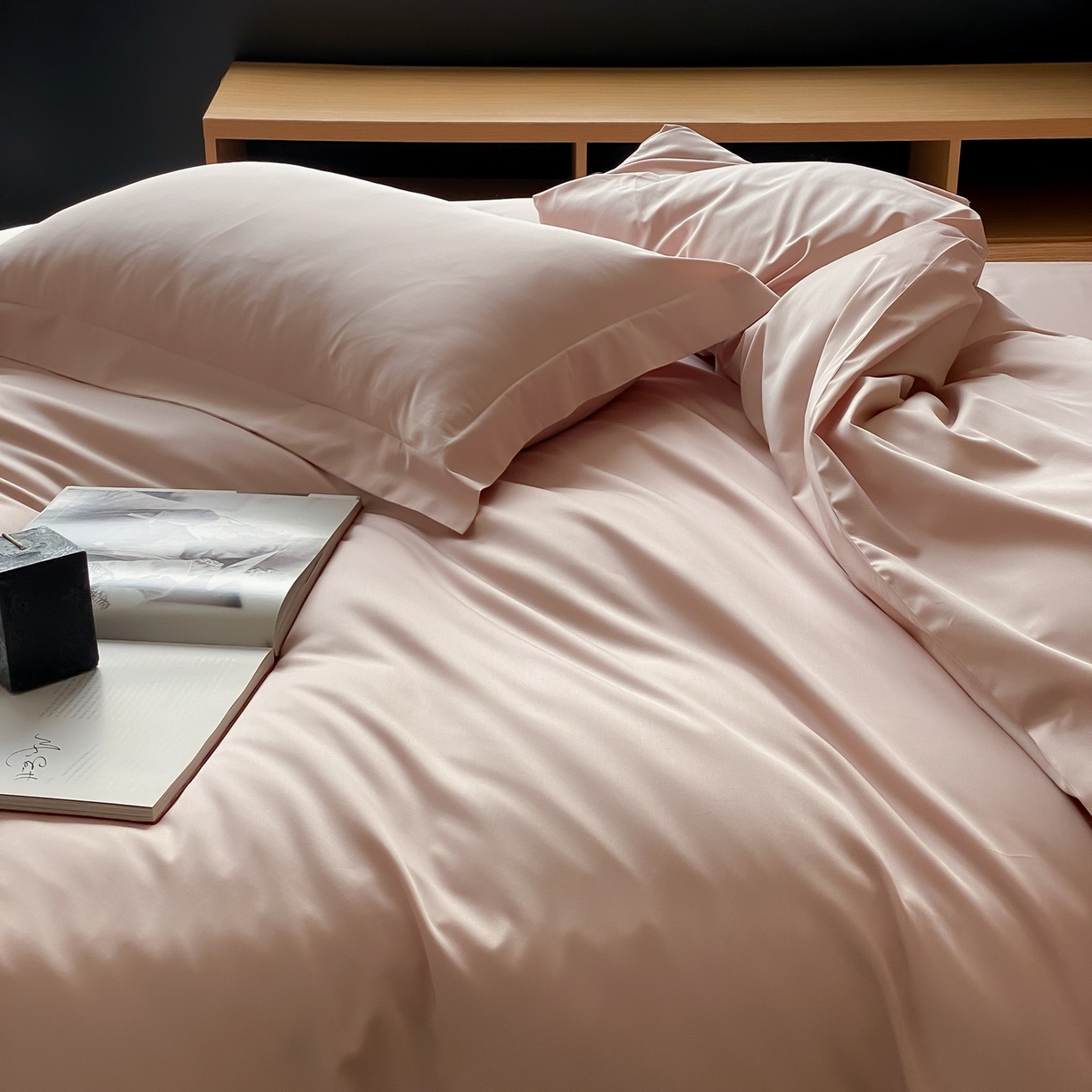 91家纺网 家纺一手货源 找家纺 赫帛 2026新款60支pro加密新疆长绒棉全棉纯棉四件套-实拍 蜜桃粉