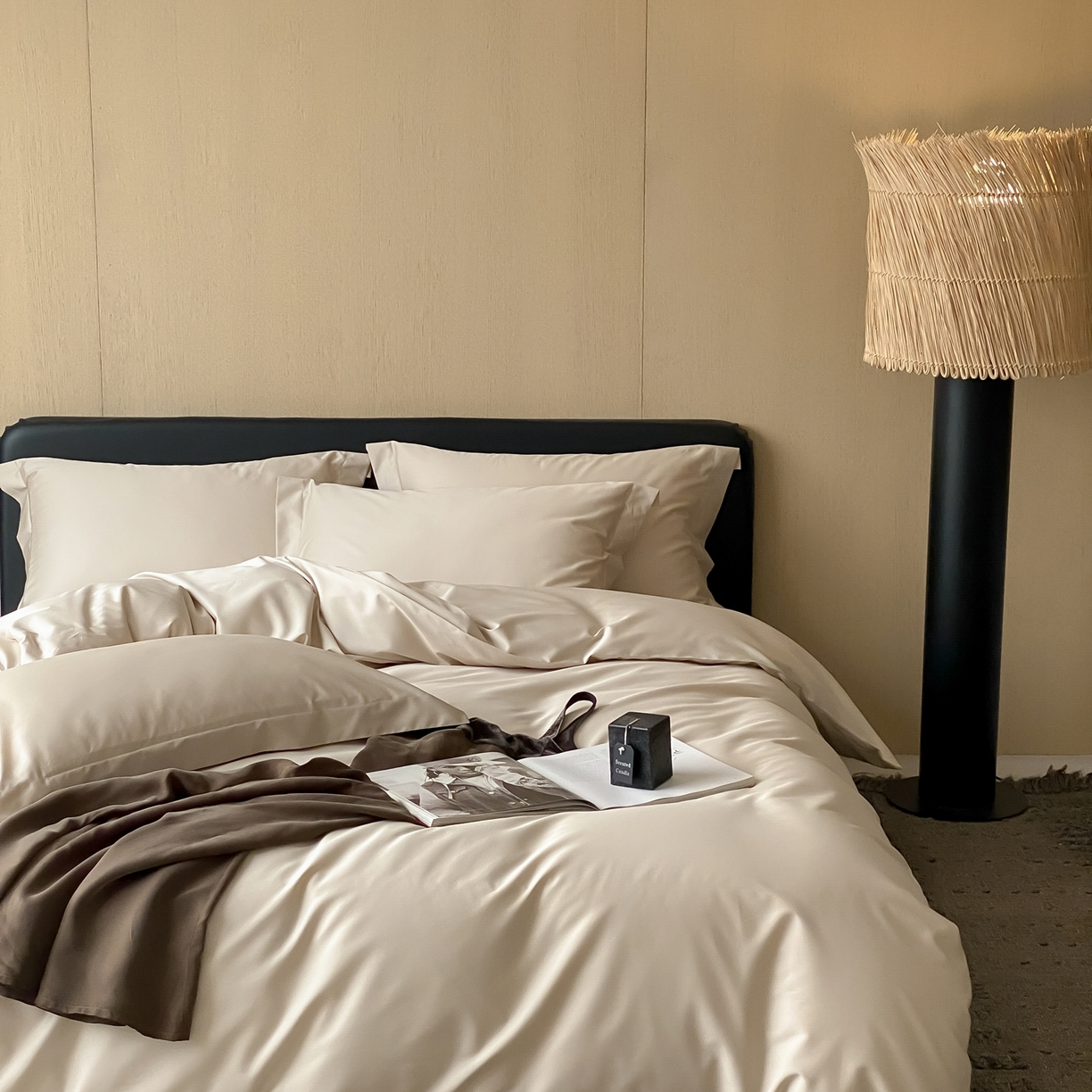 91家纺网 家纺一手货源 找家纺 赫帛 2026新款60支pro加密新疆长绒棉全棉纯棉四件套-实拍 浅玉色