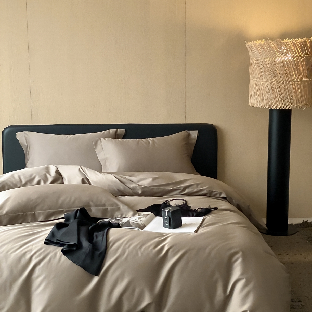 91家纺网 家纺一手货源 找家纺 赫帛 2026新款60支pro加密新疆长绒棉全棉纯棉四件套-实拍 沙土棕