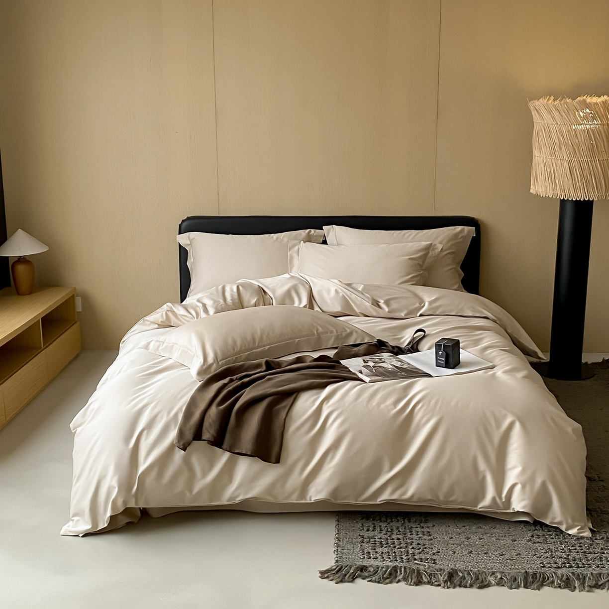 91家纺网 家纺一手货源 找家纺 赫帛 2026新款60支pro加密新疆长绒棉全棉纯棉四件套-实拍 浅玉色