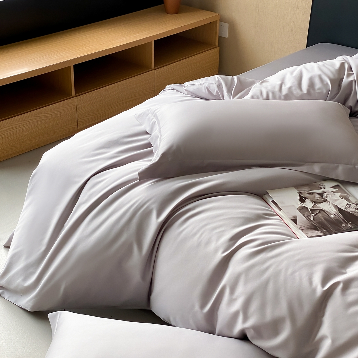 91家纺网 家纺一手货源 找家纺 赫帛 2026新款60支pro加密新疆长绒棉全棉纯棉四件套-实拍 藕灰色