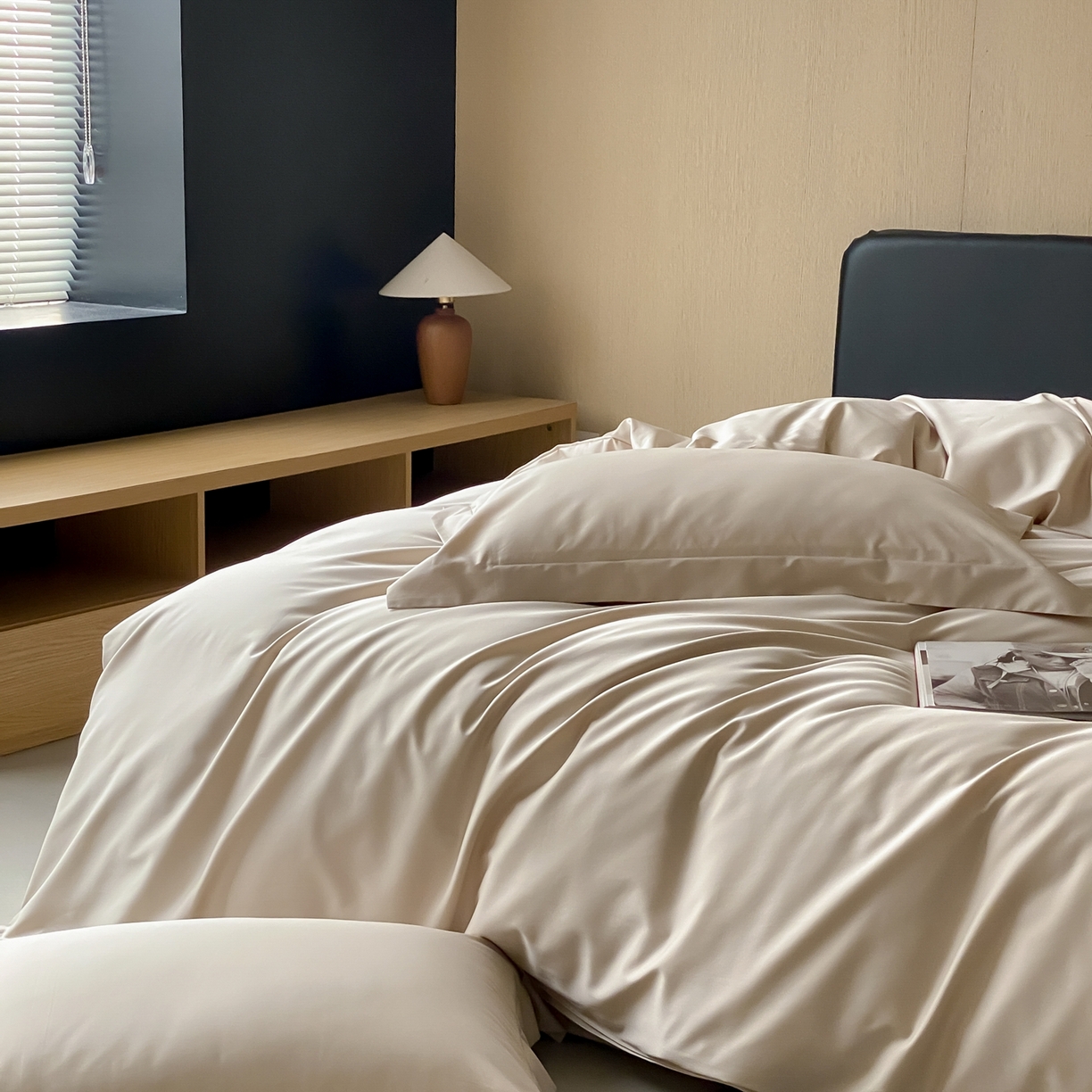 91家纺网 家纺一手货源 找家纺 赫帛 2026新款60支pro加密新疆长绒棉全棉纯棉四件套-实拍 浅玉色