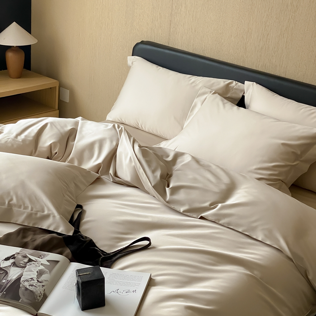 91家纺网 家纺一手货源 找家纺 赫帛 2026新款60支pro加密新疆长绒棉全棉纯棉四件套-实拍 浅玉色