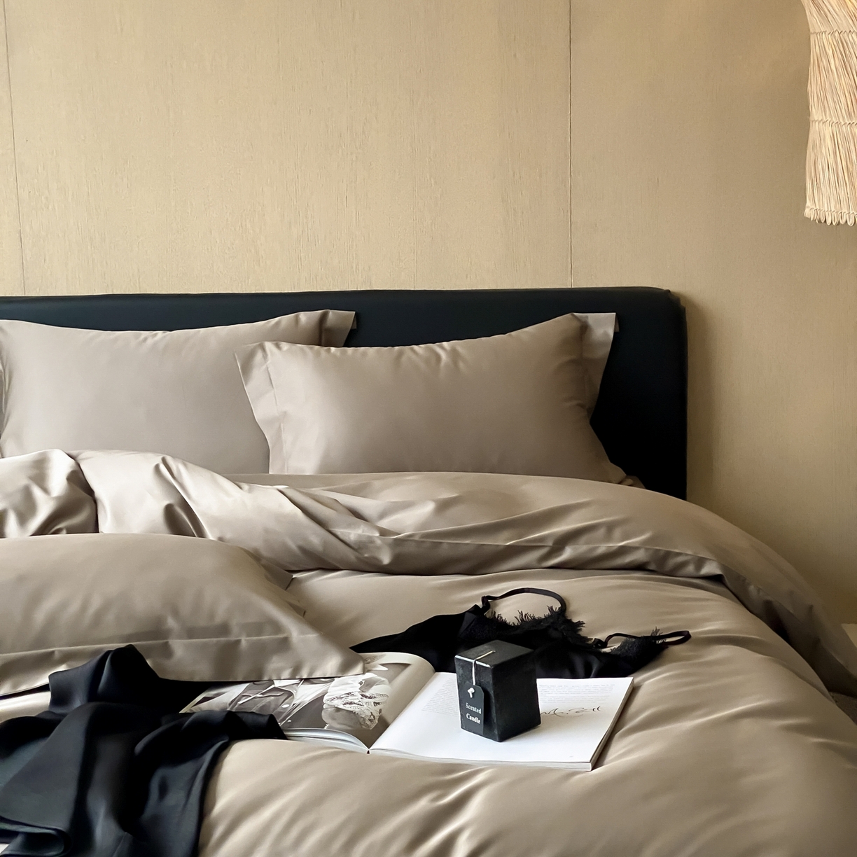 91家纺网 家纺一手货源 找家纺 赫帛 2026新款60支pro加密新疆长绒棉全棉纯棉四件套-实拍 沙土棕