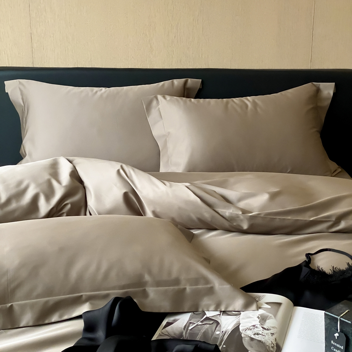 91家纺网 家纺一手货源 找家纺 赫帛 2026新款60支pro加密新疆长绒棉全棉纯棉四件套-实拍 沙土棕