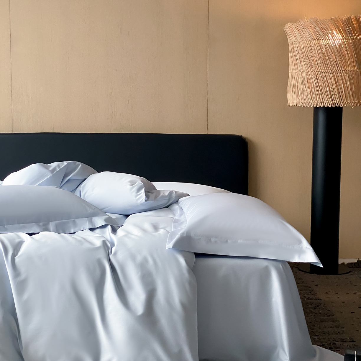 91家纺网 家纺一手货源 找家纺 赫帛 2026新款60支pro加密新疆长绒棉全棉纯棉四件套-实拍 婴儿蓝