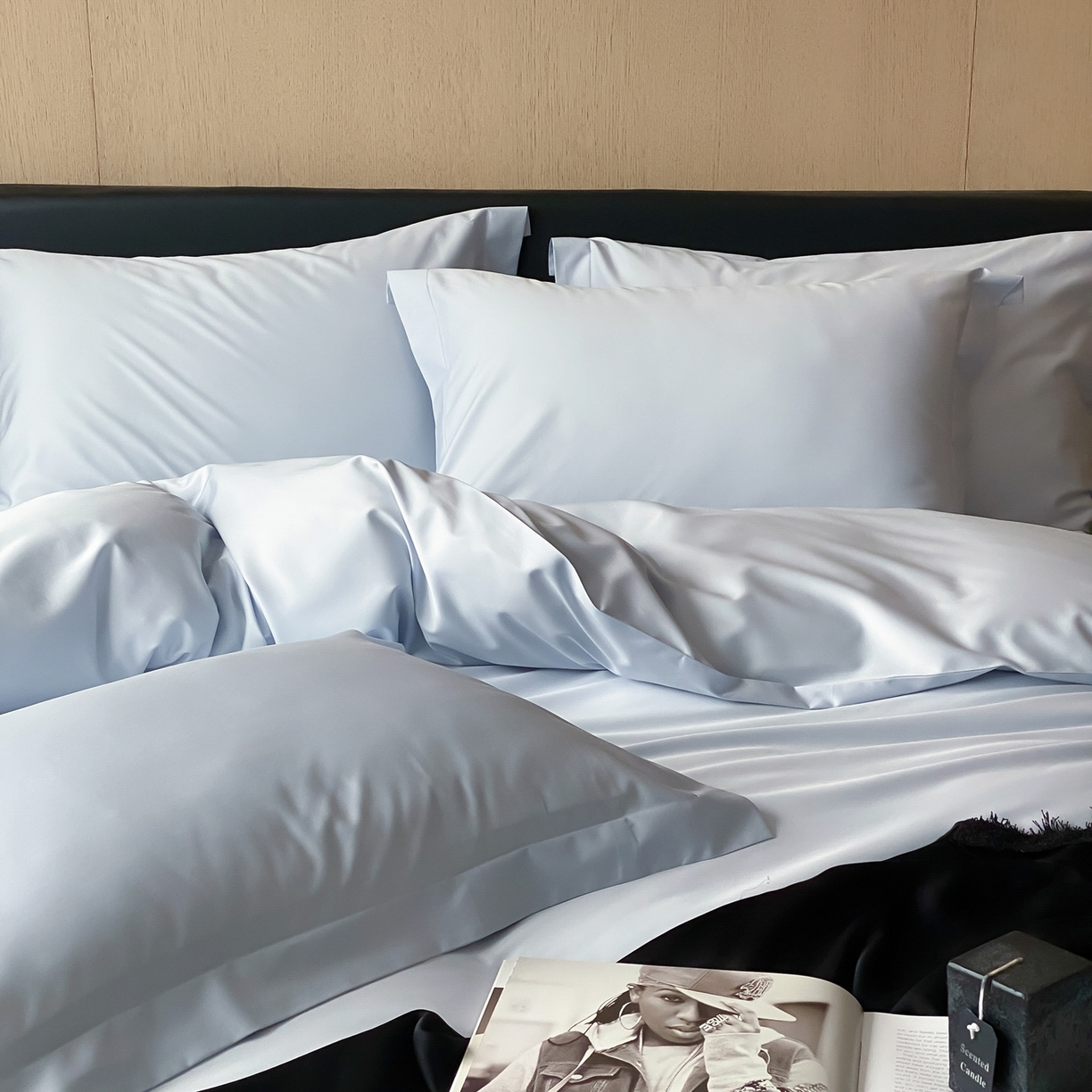 91家纺网 家纺一手货源 找家纺 赫帛 2026新款60支pro加密新疆长绒棉全棉纯棉四件套-实拍 婴儿蓝