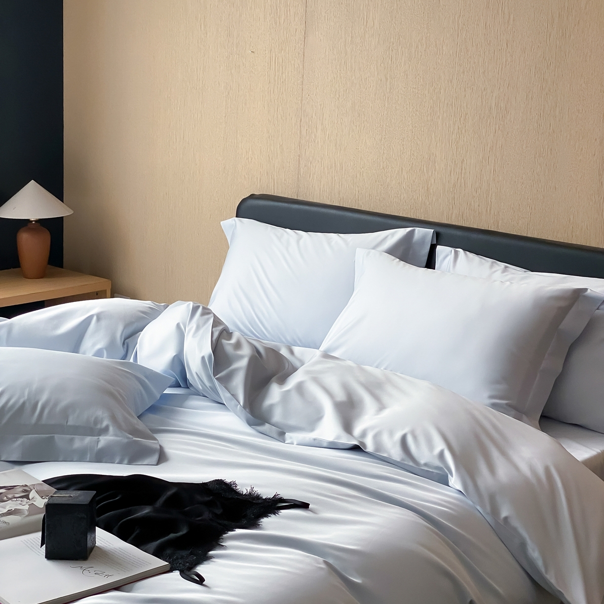 91家纺网 家纺一手货源 找家纺 赫帛 2026新款60支pro加密新疆长绒棉全棉纯棉四件套-实拍 婴儿蓝