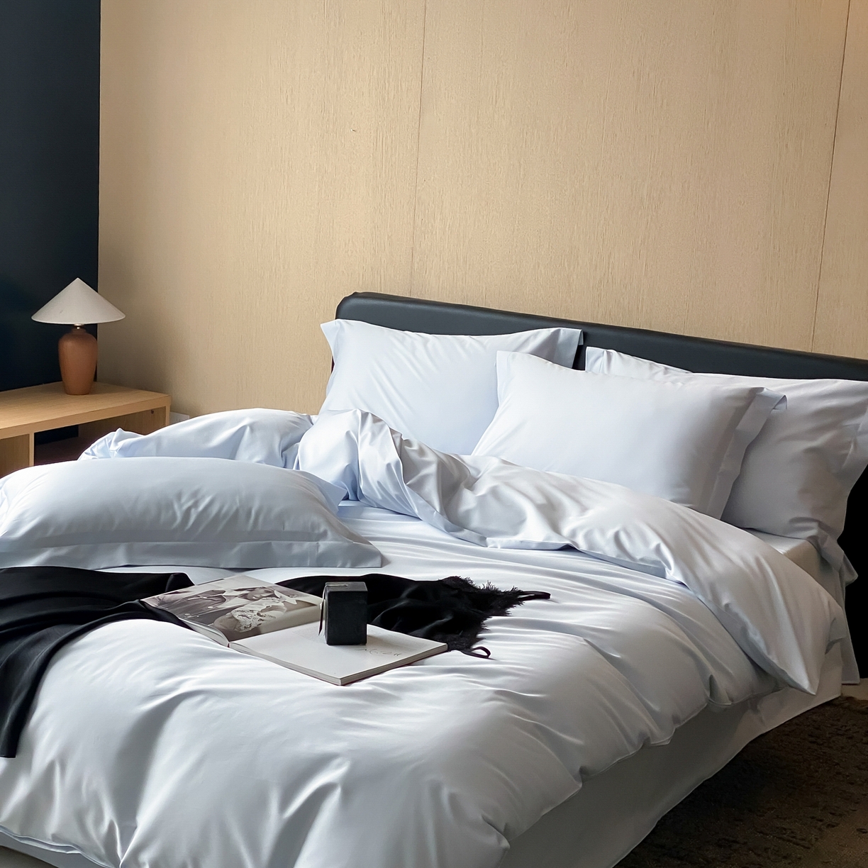 赫帛 2026新款60支pro加密新疆长绒棉全棉纯棉四件套-实拍 婴儿蓝