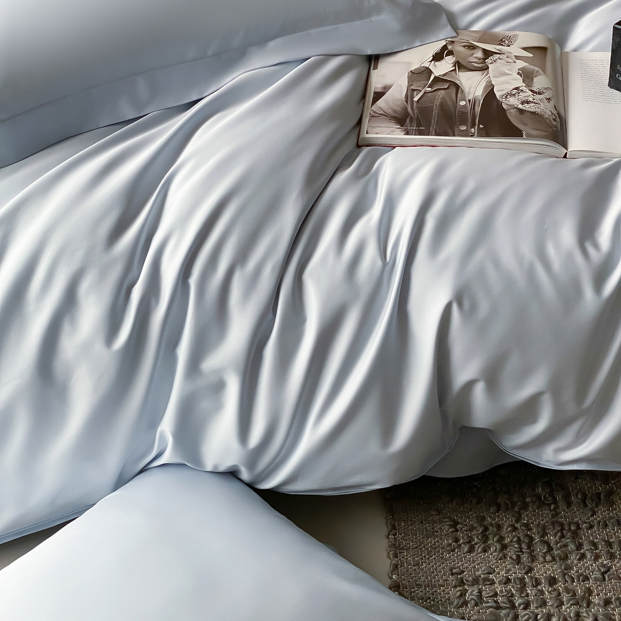 91家纺网 家纺一手货源 找家纺 赫帛 2026新款60支pro加密新疆长绒棉全棉纯棉四件套-实拍 婴儿蓝