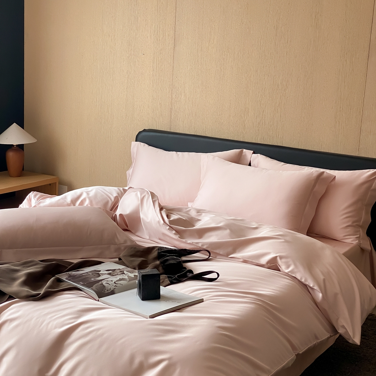 赫帛 2026新款60支pro加密新疆长绒棉全棉纯棉四件套-实拍 蜜桃粉