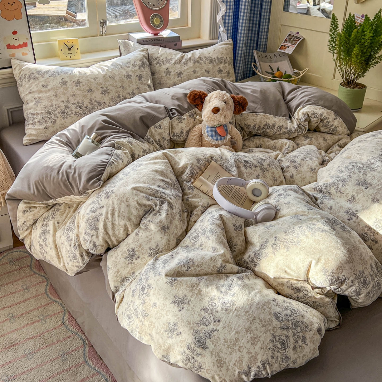 91家纺网 家纺一手货源 找家纺 暖伊家居 2026新款澳洲原单仿棉布袋四件套 米蔷薇