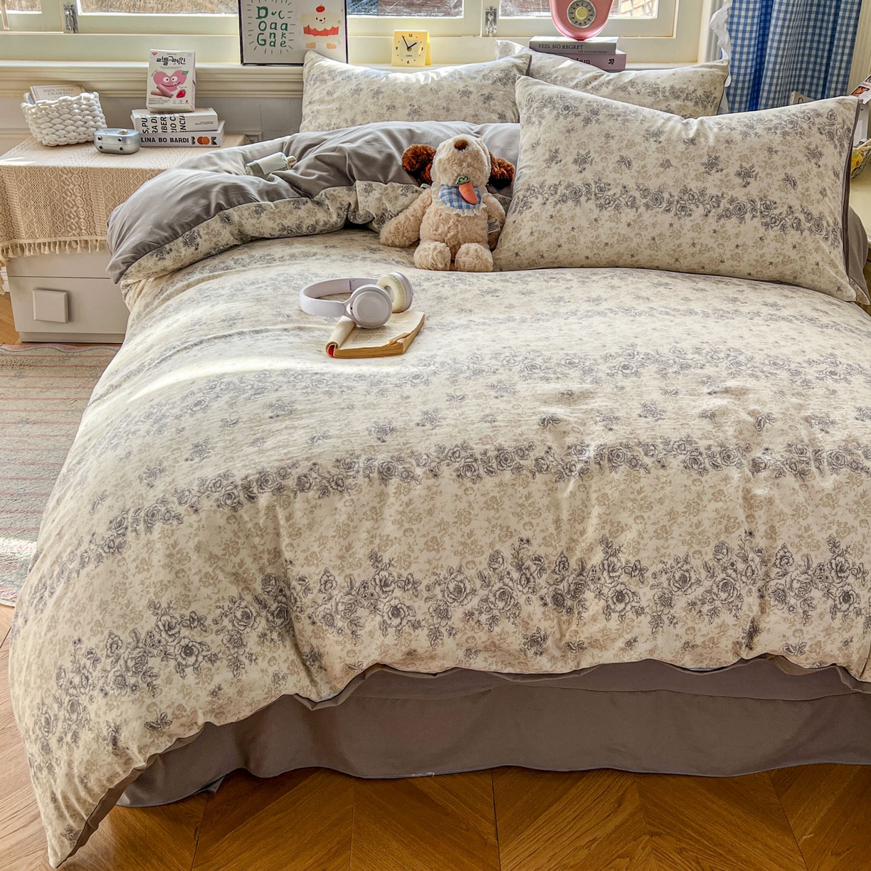 91家纺网 家纺一手货源 找家纺 暖伊家居 2026新款澳洲原单仿棉布袋四件套 米蔷薇