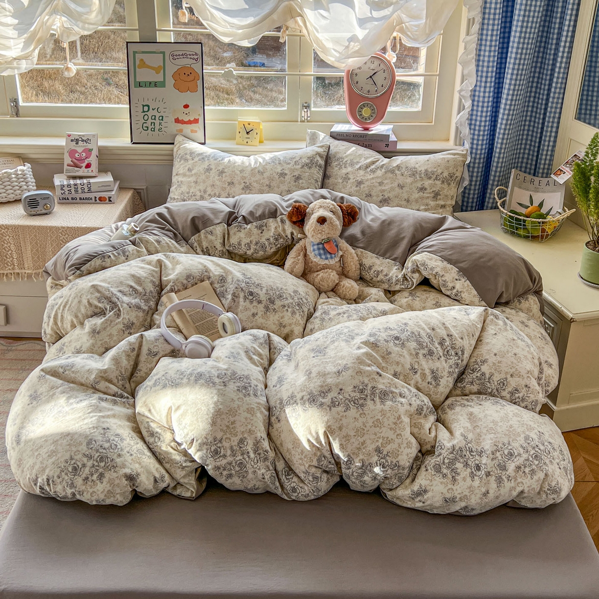 91家纺网 家纺一手货源 找家纺 暖伊家居 2026新款澳洲原单仿棉布袋四件套 米蔷薇