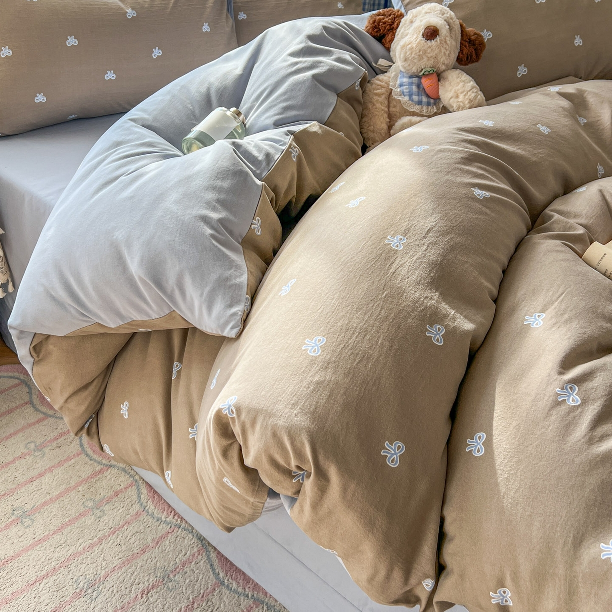 91家纺网 家纺一手货源 找家纺 暖伊家居 2026新款澳洲原单仿棉布袋四件套 清叙