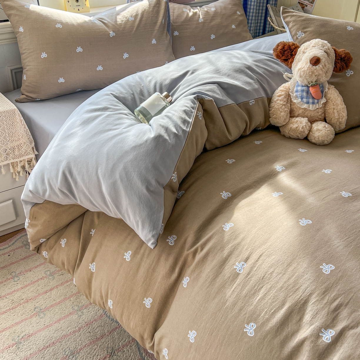 91家纺网 家纺一手货源 找家纺 暖伊家居 2026新款澳洲原单仿棉布袋四件套 清叙