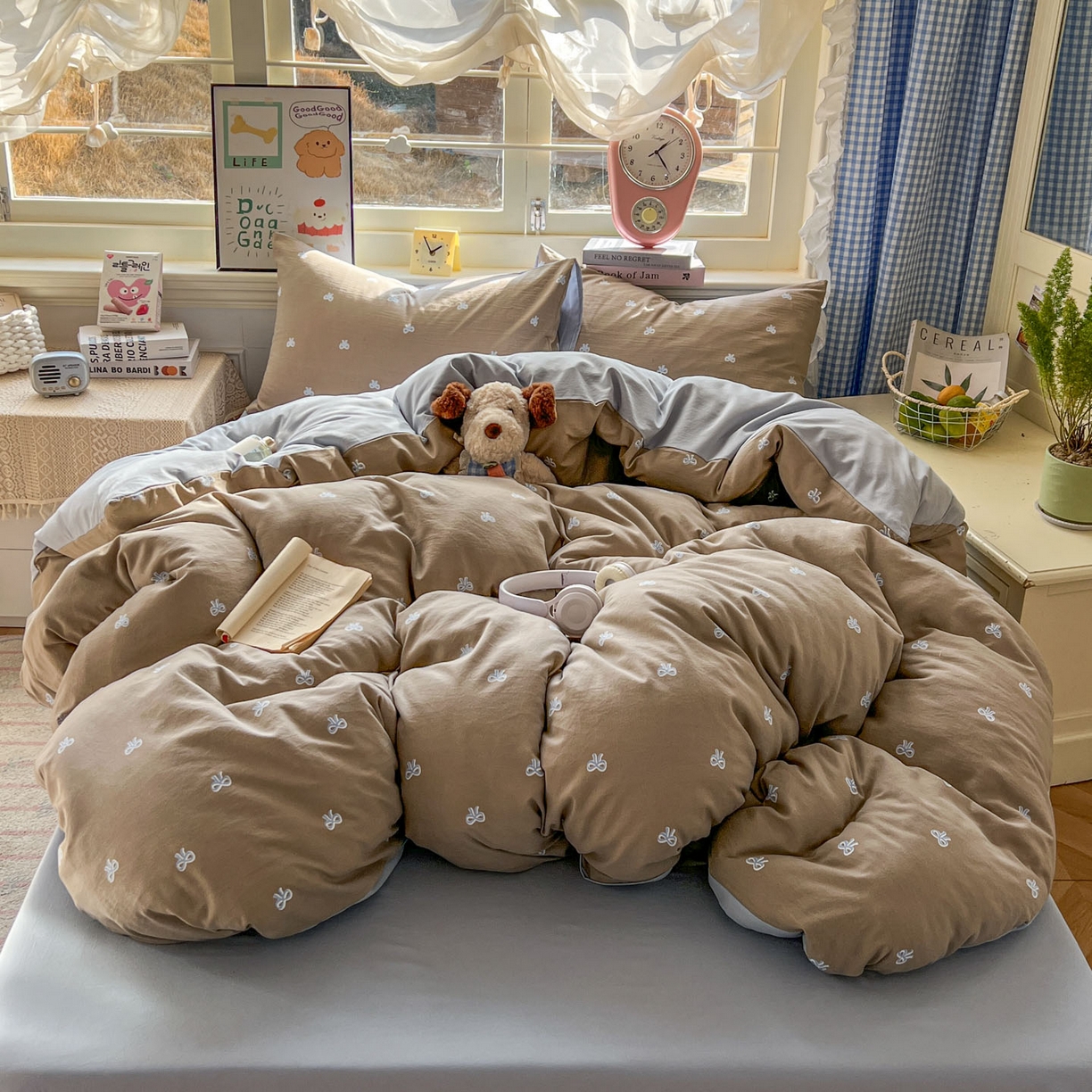 91家纺网 家纺一手货源 找家纺 暖伊家居 2026新款澳洲原单仿棉布袋四件套 清叙