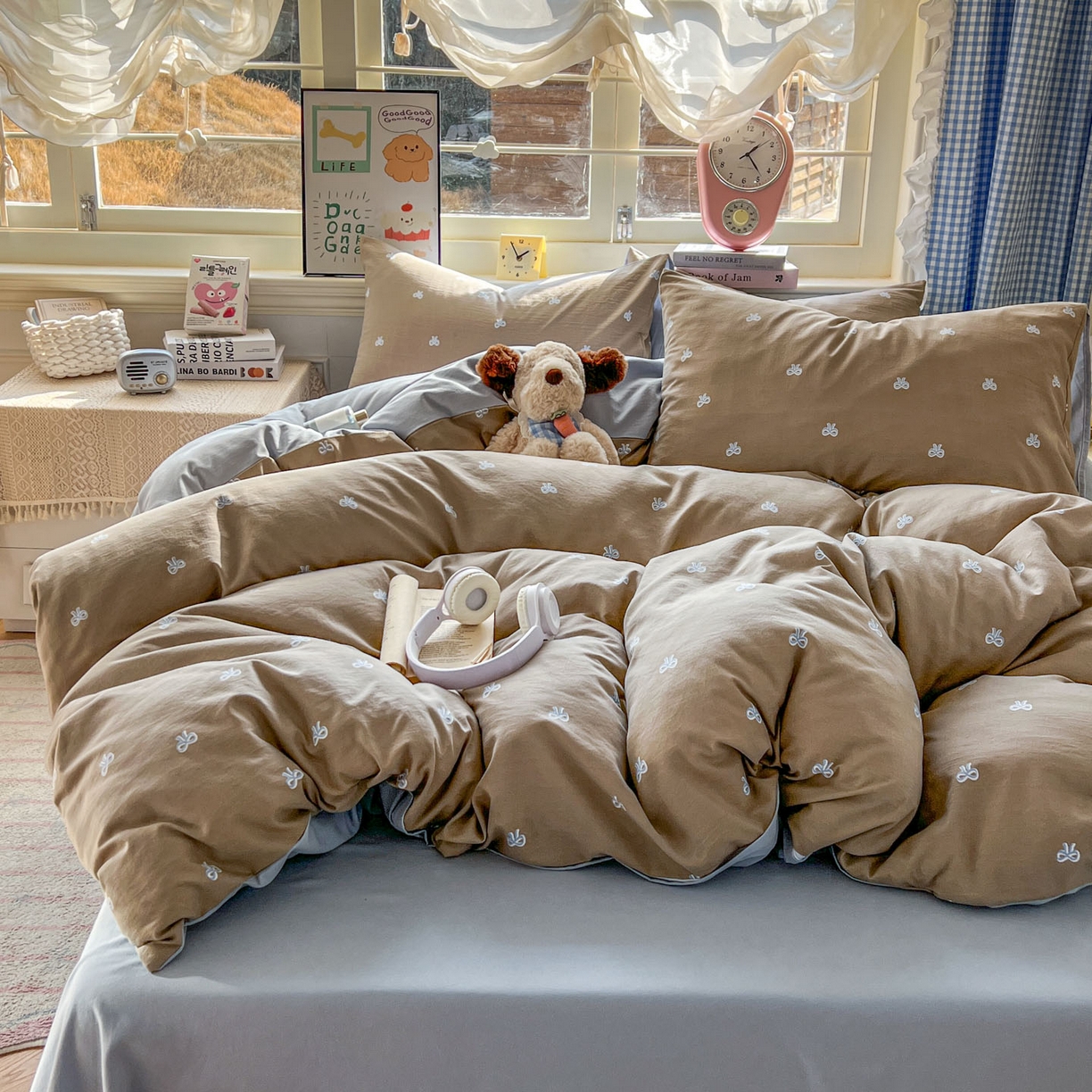 91家纺网 家纺一手货源 找家纺 暖伊家居 2026新款澳洲原单仿棉布袋四件套 清叙