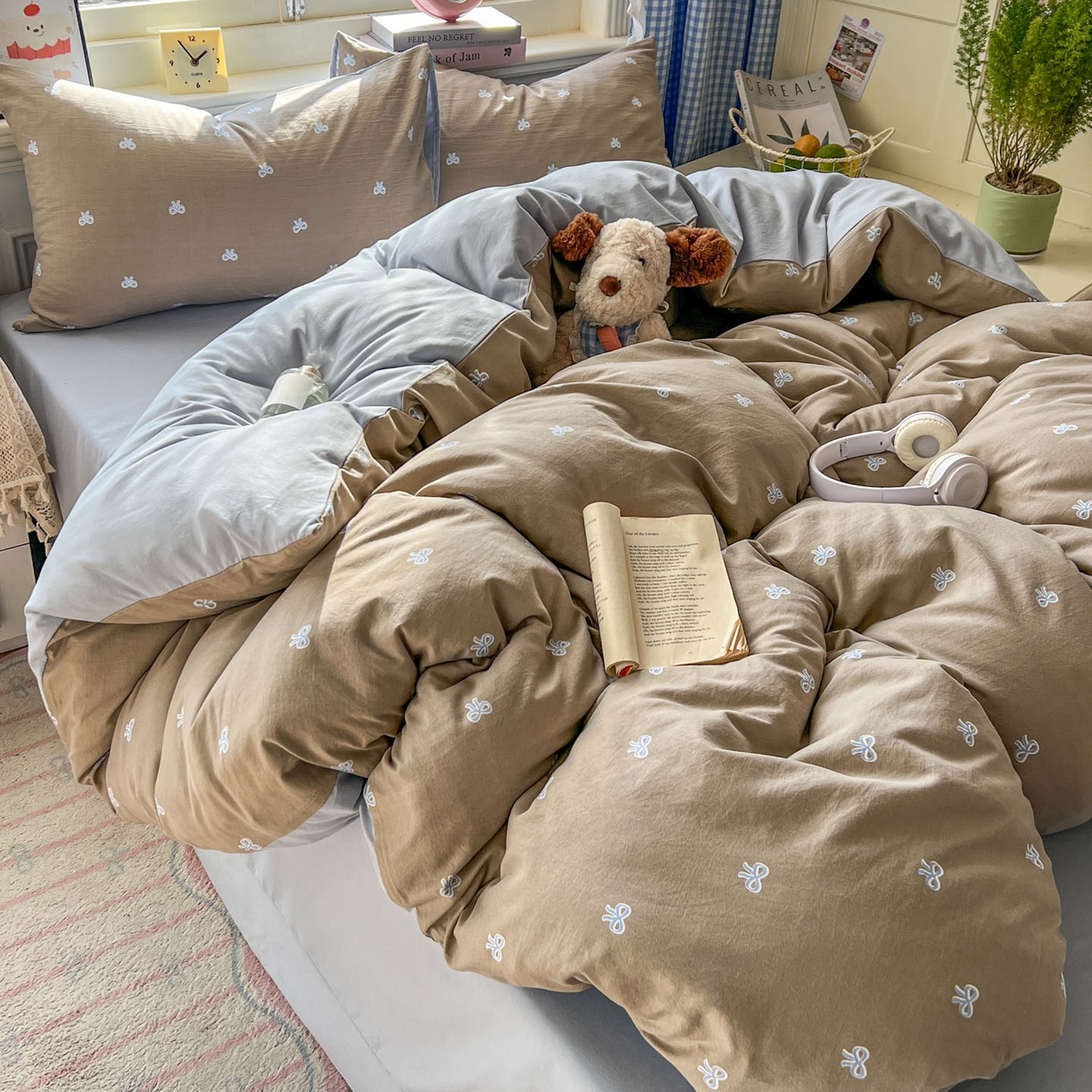 91家纺网 家纺一手货源 找家纺 暖伊家居 2026新款澳洲原单仿棉布袋四件套 清叙