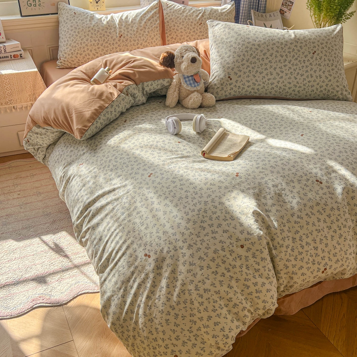 91家纺网 家纺一手货源 找家纺 暖伊家居 2026新款澳洲原单仿棉布袋四件套 樱花集