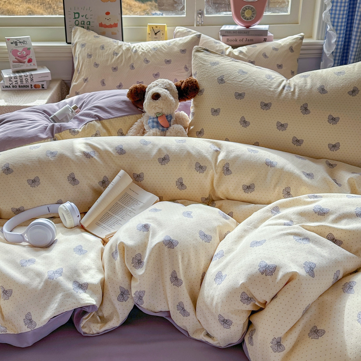 91家纺网 家纺一手货源 找家纺 暖伊家居 2026新款澳洲原单仿棉布袋四件套 紫蝶