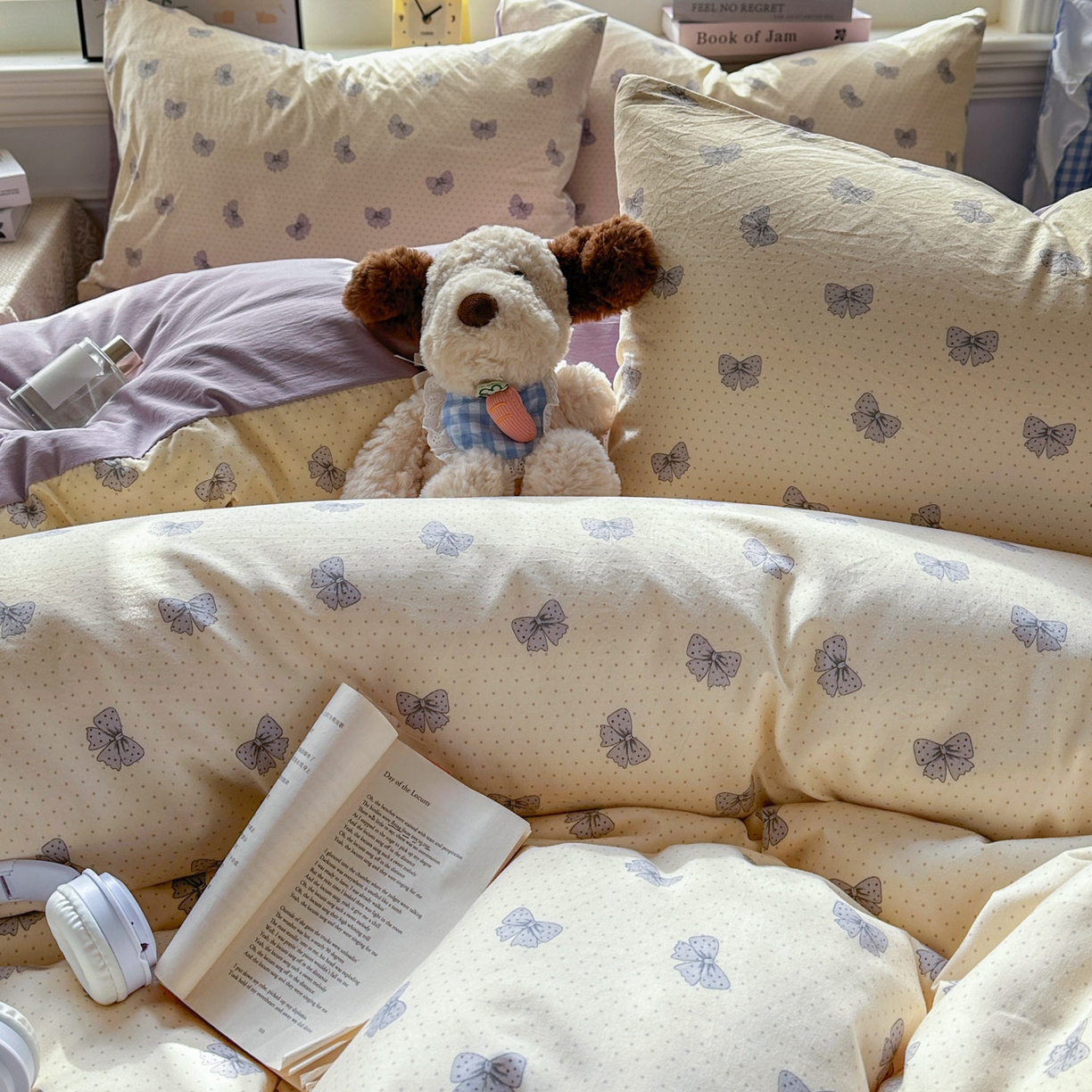 91家纺网 家纺一手货源 找家纺 暖伊家居 2026新款澳洲原单仿棉布袋四件套 紫蝶