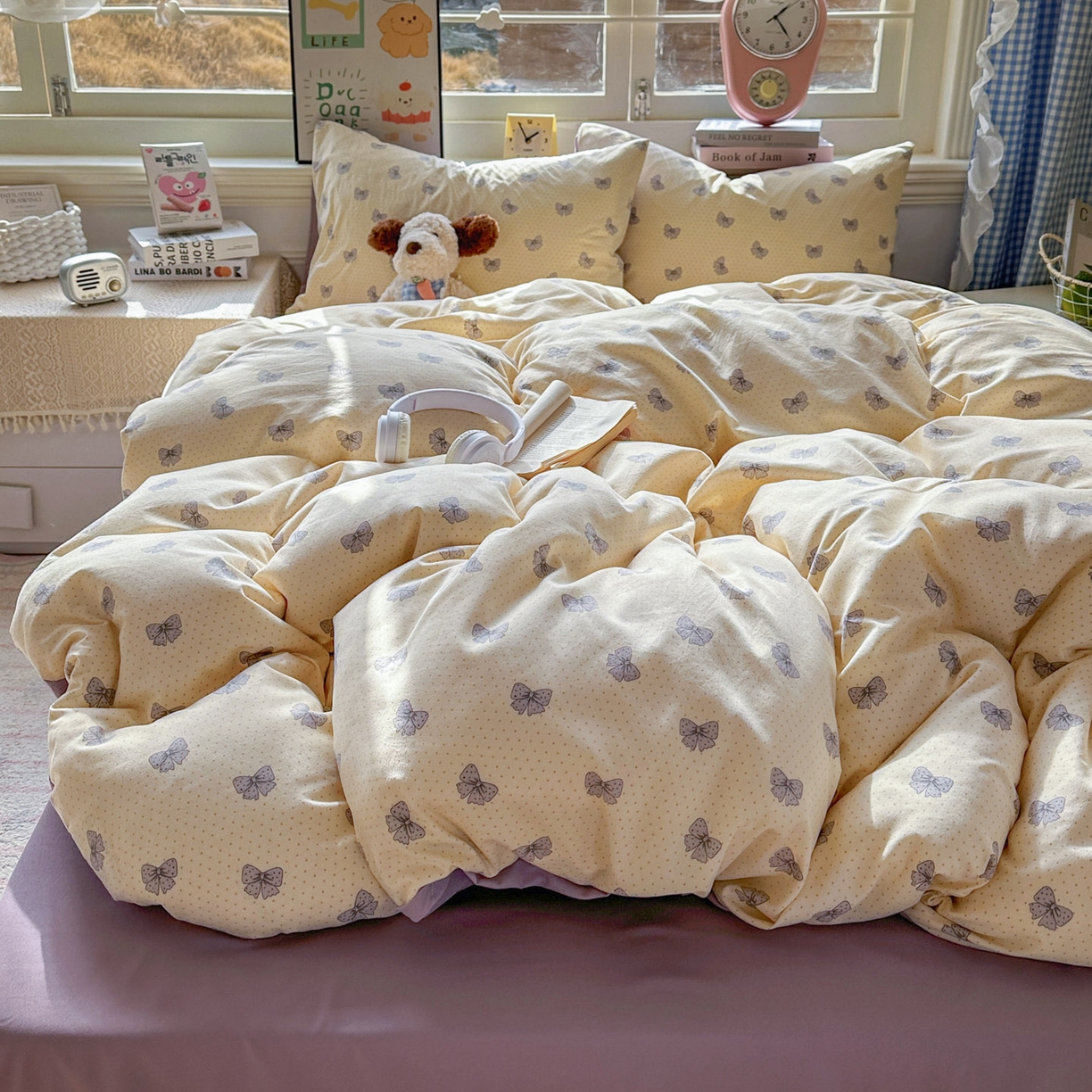 91家纺网 家纺一手货源 找家纺 暖伊家居 2026新款澳洲原单仿棉布袋四件套 紫蝶