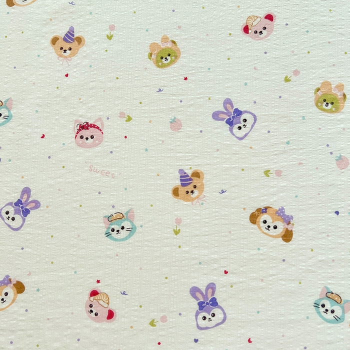 91家纺网 家纺一手货源 找家纺 优选良品 2025新款ins小清新木棉双层纱印花床笠床垫保护罩枕套三件套 宠溺